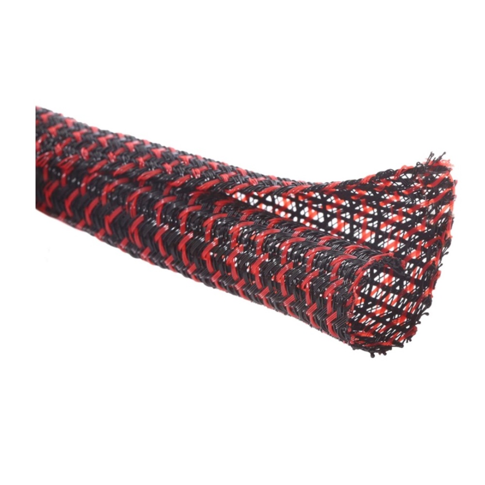 25ft - 1/2 inch Cord Protector Wire Loom Tubing Cable Sleeve -‎ Blackred